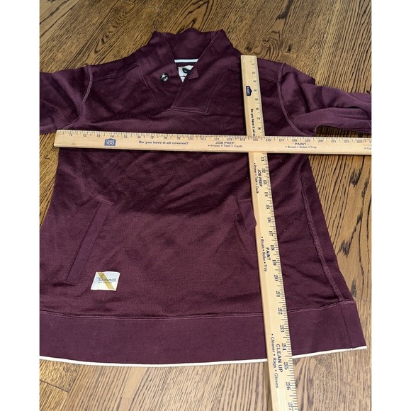 Tracksmith Emil Shawl Merino Wool Blend Pullover Womens Maroon Large Sweater - Picture 13 of 13